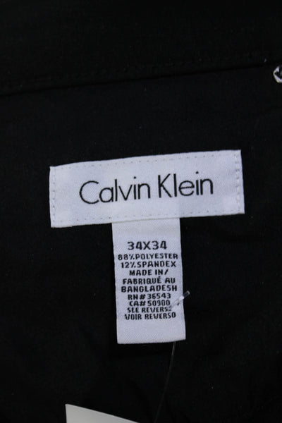 Calvin Klein Mens Mid Rise Straight Leg Dress Trousers Black Size 34X34