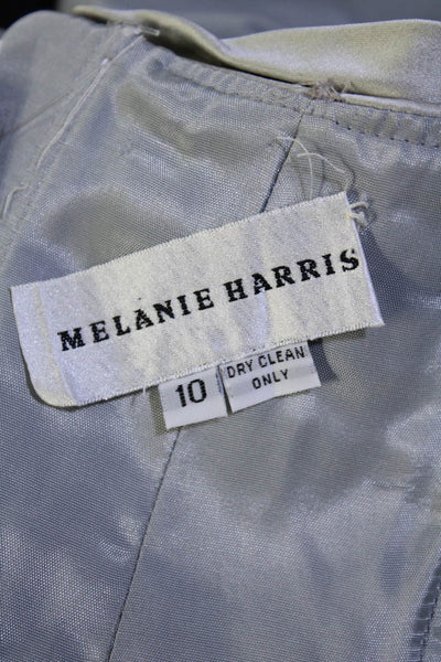 Melanie Harris Womens Pleated Bodice Sequined Empire Waist Dress Silver Size 10