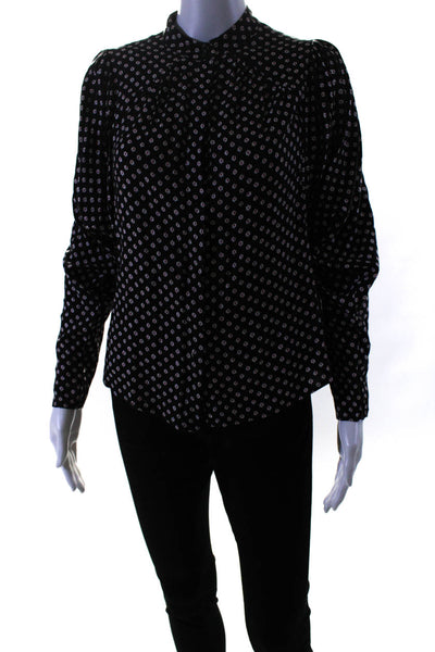 Joie Womens Spotted Print Collared Long Sleeve Buttoned Blouse Black Size S