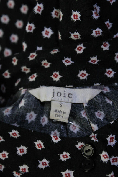 Joie Womens Spotted Print Collared Long Sleeve Buttoned Blouse Black Size S