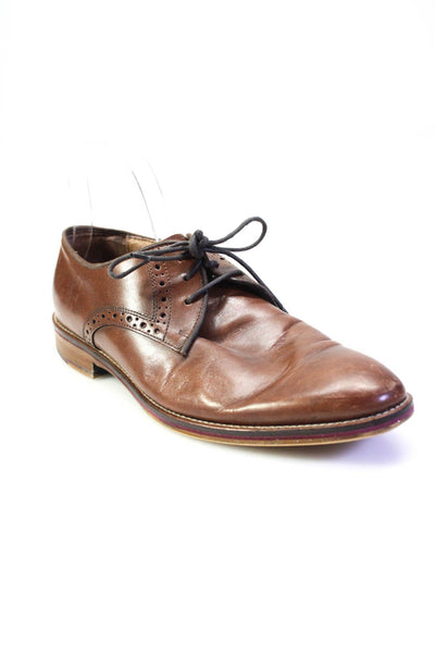Johnston & Murphy Mens Leather Oxford Dress Shoes Chestnut Brown Size 8.5 Medium