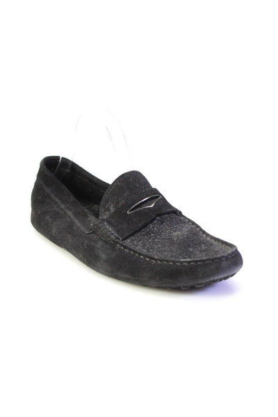 Tods Mens Suede Slide On Casual Light Weight Driving Loafers Black Size 7