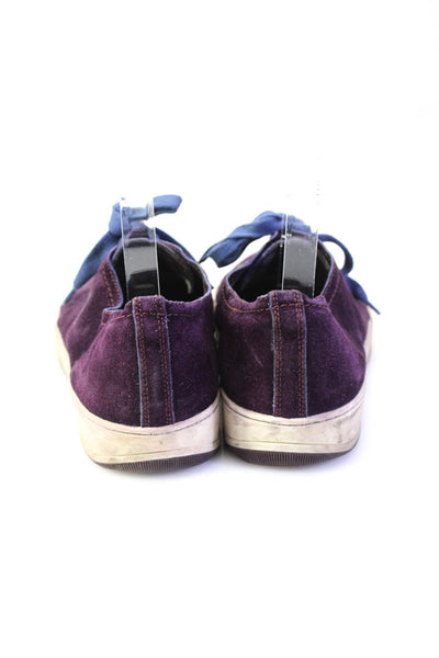 Lanvin Mens Suede Low Top Lace Up Sneakers Dark Berry Purple Size 7