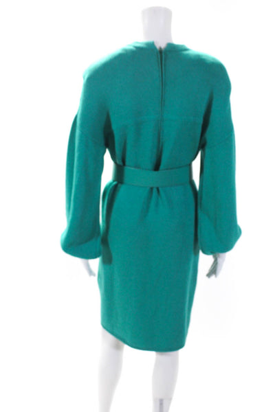 St. John By Marie Gray Womens Belted Long Sleeved Sweater Dress Turquoise Size 6