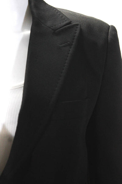 Dolce & Gabbana Womens Wool Woven Notched Collar Long Jacket Blazer Black Size S