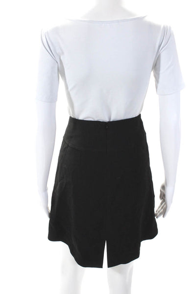 Theyskens Theory Womens Swick Asymmetrical A Line Mini Skirt Black Wool Size 6