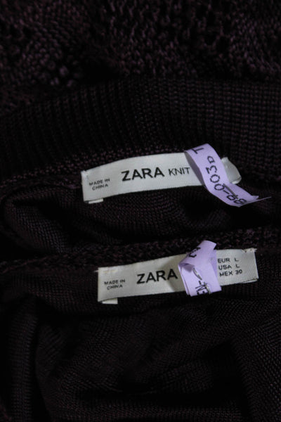 Zara Knit Womens Tank Top Skirt Set Eggplant Purple Size Large/Medium