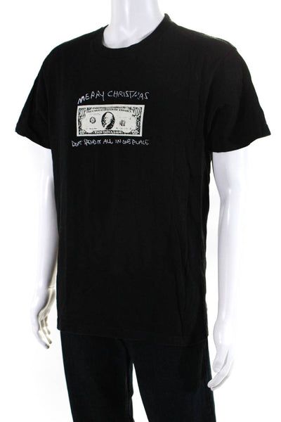 Supreme Mens Cotton Short Sleeve Graphic Print T shirt Black Size M