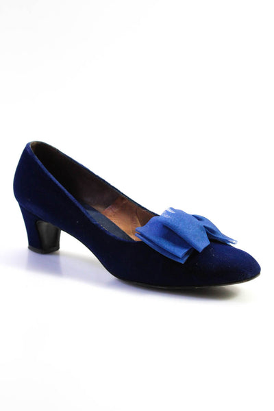 Ingenue Womens Velvet Bow Round Toe Pumps Blue Size 8.5