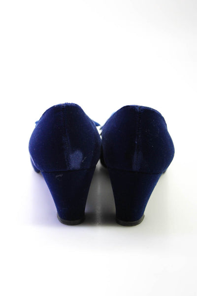 Ingenue Womens Velvet Bow Round Toe Pumps Blue Size 8.5