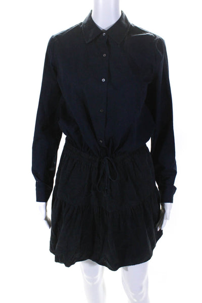 Scotch And Soda Womens Cotton Patchwork Drawstring Buttoned Dress Navy Size S