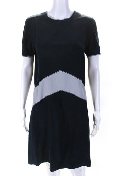 Rag & Bone Womens Silk Striped Colorblock Short Sleeve Midi Dress Navy Size S
