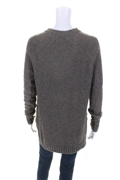 BCBG Max Azria Womens Cotton Ribbed Knit High Low Sweater Top Brown Size XS