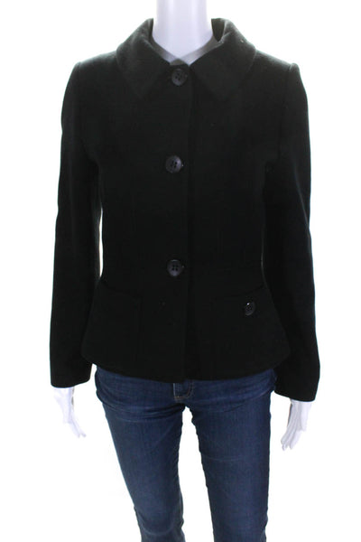 Arayal Womens Black Collar Front Pockets Lined Long Sleeve Coat Size 38