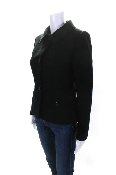 Arayal Womens Black Collar Front Pockets Lined Long Sleeve Coat Size 38