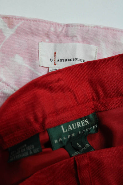 Anthropologie Lauren Ralph Lauren Womens Straight Pants Red Pink Size 0 4 Lot 2