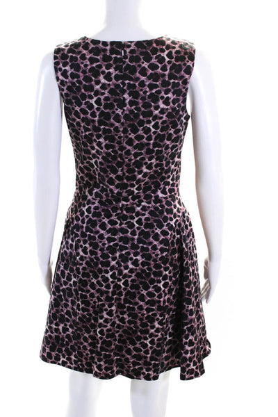 Z Spoke Zac Posen Womens Back Zip Sleeveless Leopard A Line Dress Purple Size 4