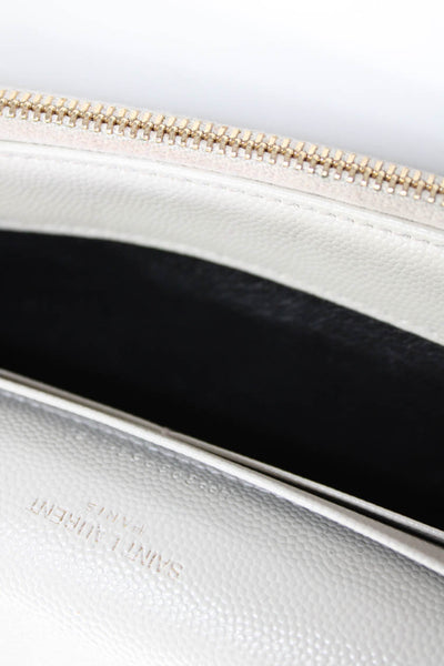 Yves Saint Laurent Womens Beige Leather Flap Matelasse Wallet On Chain Crossbody