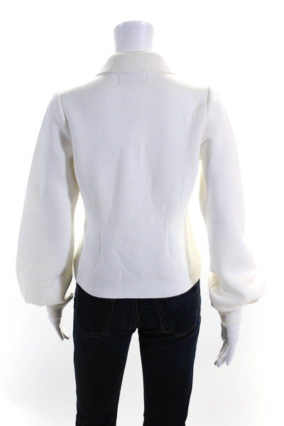 DH New York Womens White Half Zip Long Sleeve Pullover Sweatshirt Size S