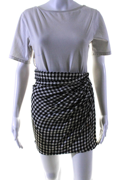 Emanuel Ungaro Parallele Womens Side Zip Gingham Skirt Black White Size 8