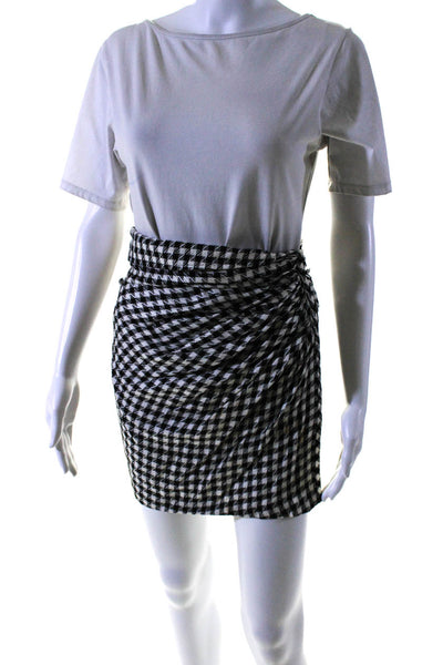 Emanuel Ungaro Parallele Womens Side Zip Gingham Skirt Black White Size 8