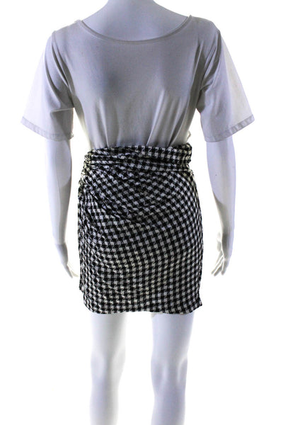 Emanuel Ungaro Parallele Womens Side Zip Gingham Skirt Black White Size 8