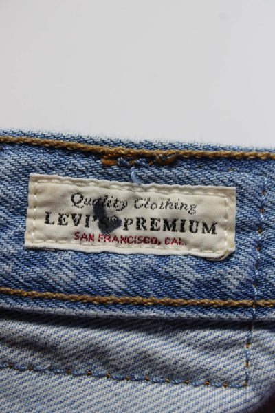 Levis Womens Button Fly Light Wash Distressed Cropped Jeans Blue Denim Size 24