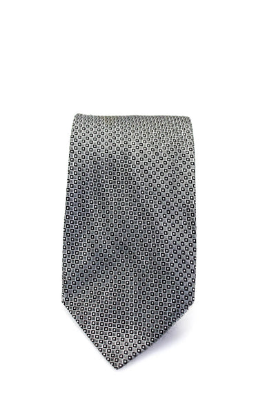 Prada Mens Silk Geometric Spotted Print Wrapped Classic Tie Gray Size OS