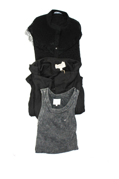 Zara Sundays Moon River Womens Blouse Tank Top Vest Black Gray Size S XS Lot 3