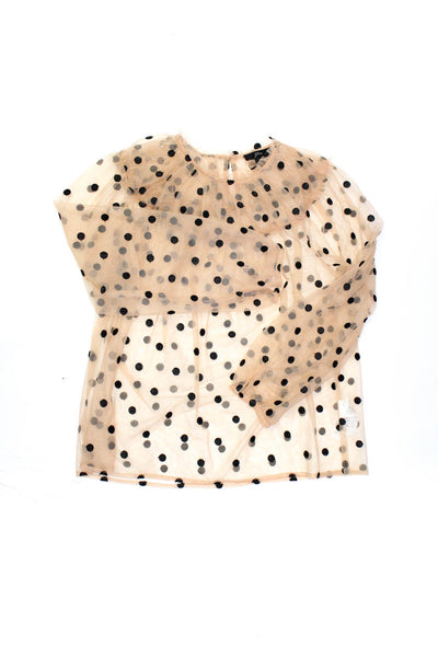 J Crew Womens Beige Polka Dot Sheer Long Sleeve Blouse Top Size S 2 lot 2