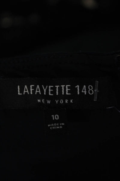 Lafayette 148 New York Womens Navy Stitched Boat Neck Detail Shift Dress Size 10