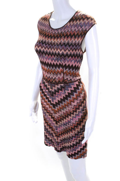 Missoni Womens Pink Zig Zag Print Scoop Neck Sleeveless Shift Dress Size S