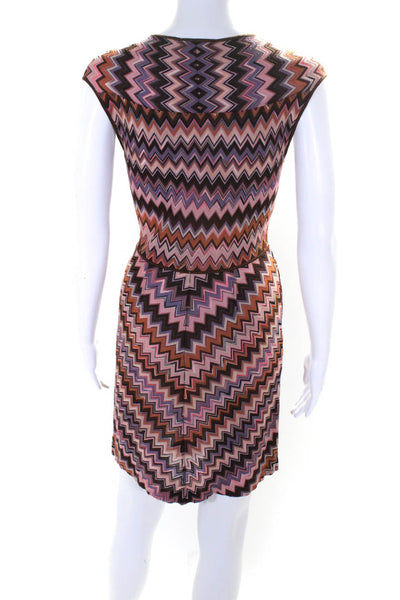 Missoni Womens Pink Zig Zag Print Scoop Neck Sleeveless Shift Dress Size S