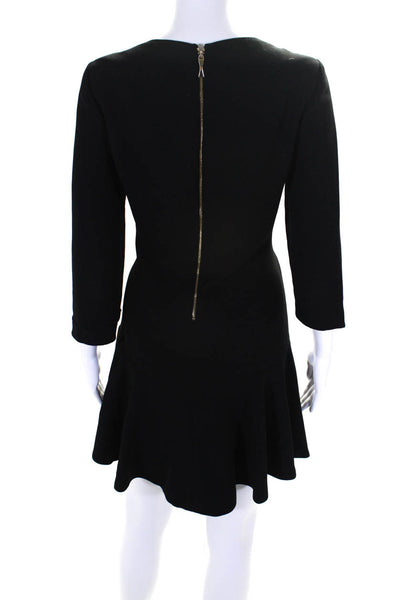 Kate Spade New York Womens Long Sleeves A Line Flutter Dress Black Size 2