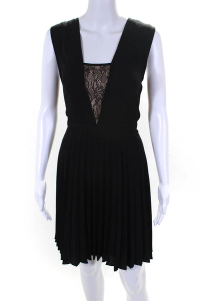 Shoshanna Womens Lace Sleeveless A Line Accordion Pleated Dress Black Size 6