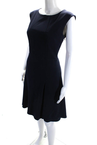 Calvin Klein Womens Back Zip Sleeveless Scoop Neck Shift Dress Navy Blue Size 4