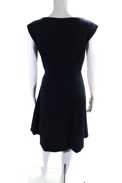 Calvin Klein Womens Back Zip Sleeveless Scoop Neck Shift Dress Navy Blue Size 4