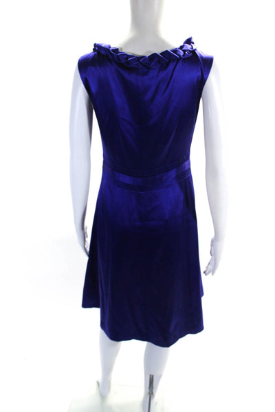 Karen Millen Womens Side Zip Buckle Front Scoop Neck Silk Dress Purple Size 6