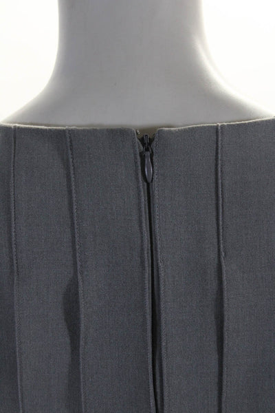 Calvin Klein Womens Back Zip Scoop Neck Belted Woven Dress Gray Size 2