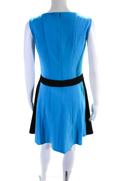 Calvin Klein Womens Zip Up Sleeveless Scoop Neck Shift Dress Blue Black Size 4P