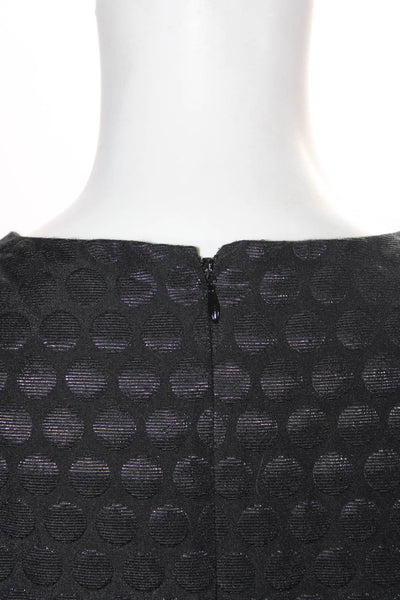 Vince Camuto Womens Zip Up Scoop Neck Metallic Dotted A Line Dress Black Size 4