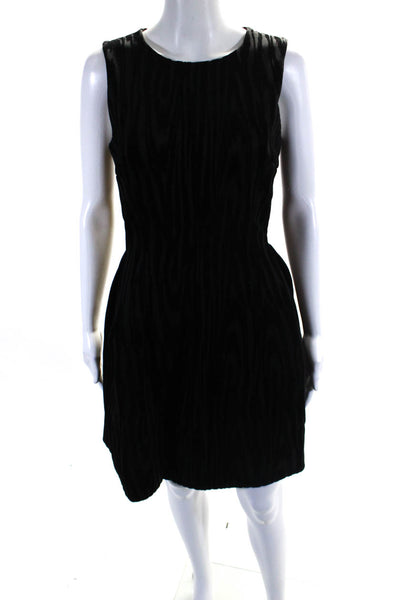 Calvin Klein Womens Back Zip Scoop Neck Velvet Printed Swing Dress Black Size 6