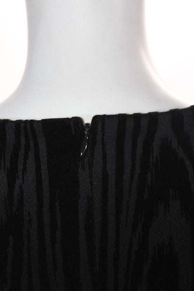 Calvin Klein Womens Back Zip Scoop Neck Velvet Printed Swing Dress Black Size 6