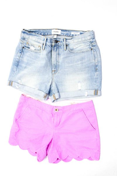 Lily Pulitzer Frame Womens Buttoned Asymmetrical Shorts Pink Size 6 27 Lot 2