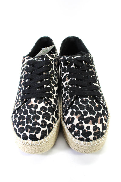 Tretorn Womens Leopard Print Canvas Platform Espadrille Sneakers Beige Size 9.5