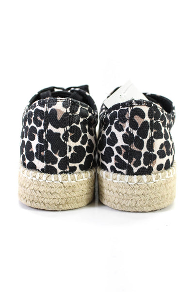 Tretorn Womens Leopard Print Canvas Platform Espadrille Sneakers Beige Size 9.5