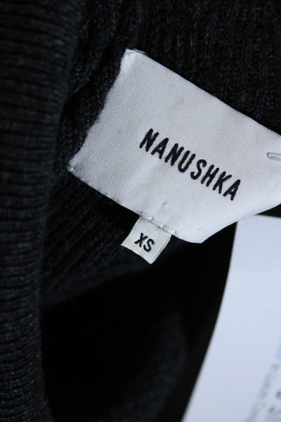 Nanushka Womens Side Split Tied Waist Turtleneck Sweater Dress Gray Size XS