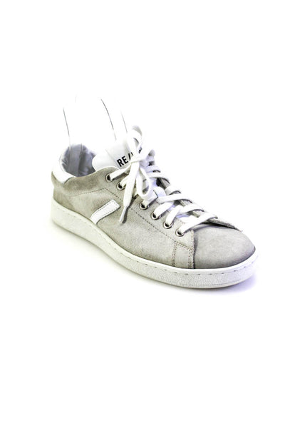 Re/Done Womens Lace Up 70s Low Top Tennis SNeakers Gray White Suede Size 38