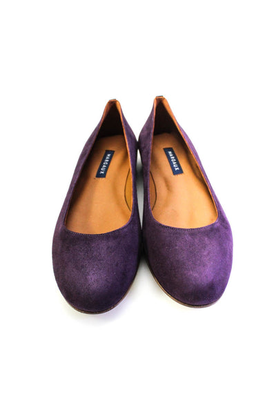 Margaux Womens Slip On Round Toe Classic Ballet Flats Plum Purple Suede Size 37N