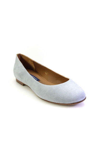 Margaux Womens Slip On Round Toe Classic Ballet Flats Slate Blue Suede Size 34M